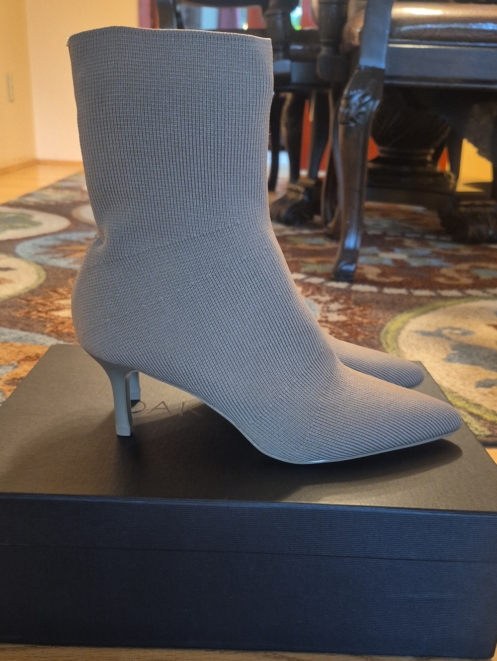 OAK + FORT Taupe Knit Sock Ankle Boots